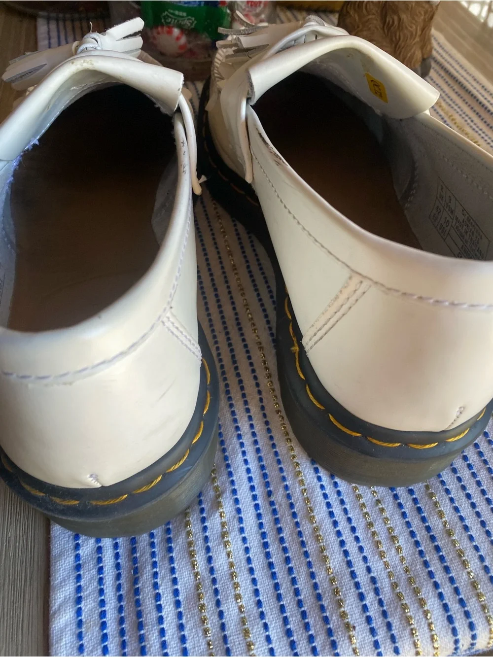 Dr. Martens White Tassel Loafer Leather Slip On Comfort Flats Round Toe Size 9